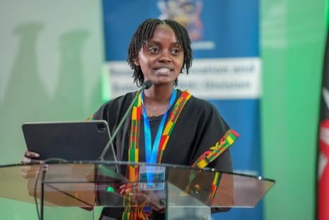 Gloria Katunge , a PhD student in Physics at the Faculty of Science and Technology (FST)