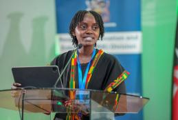 Gloria Katunge , a PhD student in Physics at the Faculty of Science and Technology (FST)